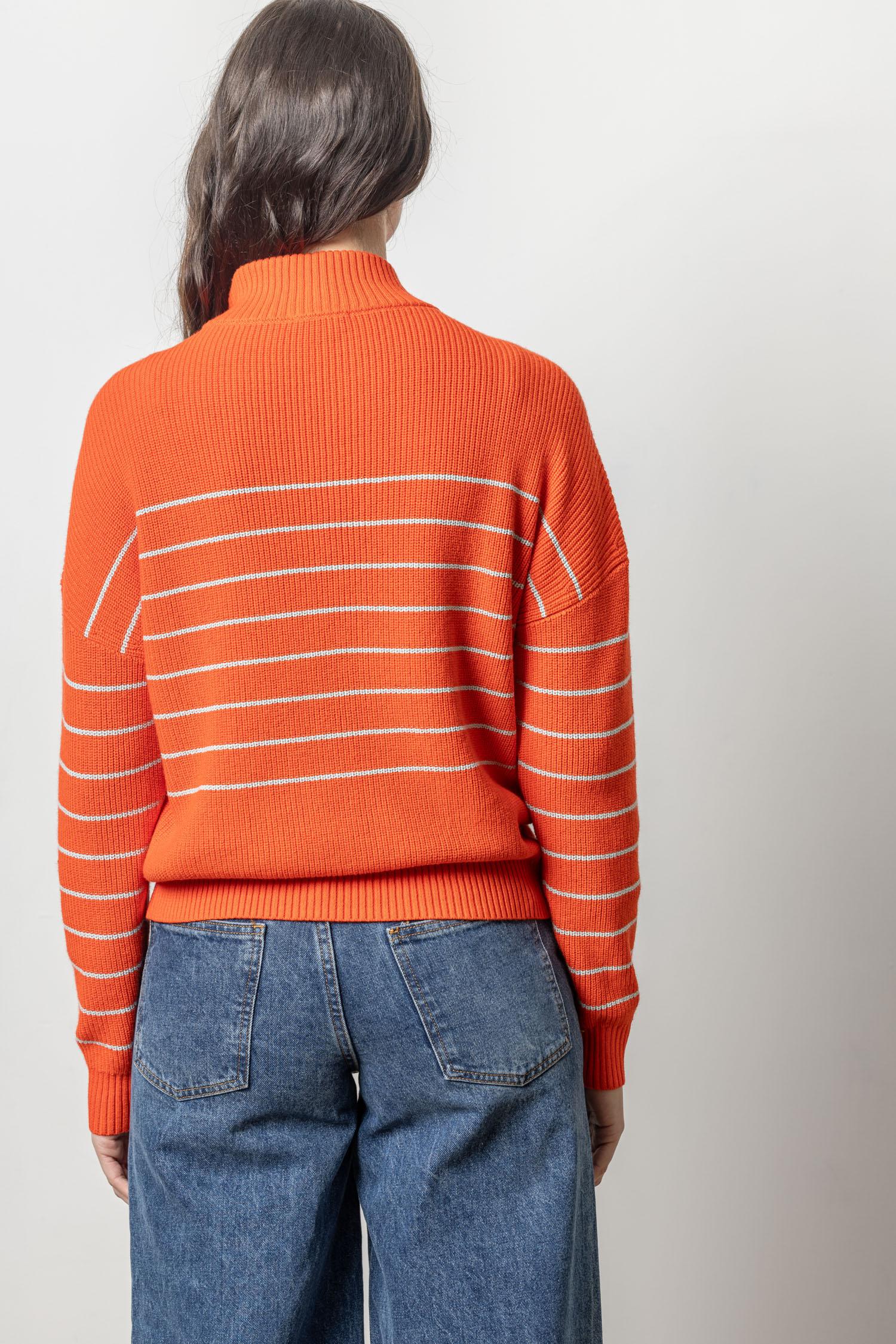 Striped Zip Front Sweater Womens Sweater Persimmon Stripe A2