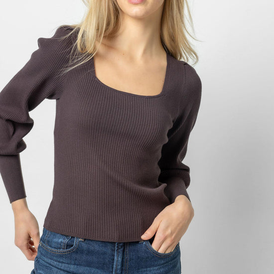 Full Sleeve Square Neck Sweater Womens Sweater Espresso A1