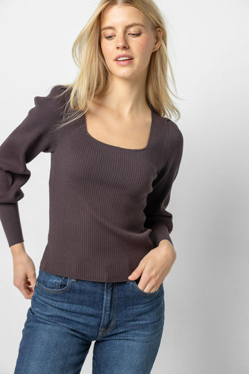 Full Sleeve Square Neck Sweater Womens Sweater Espresso A1