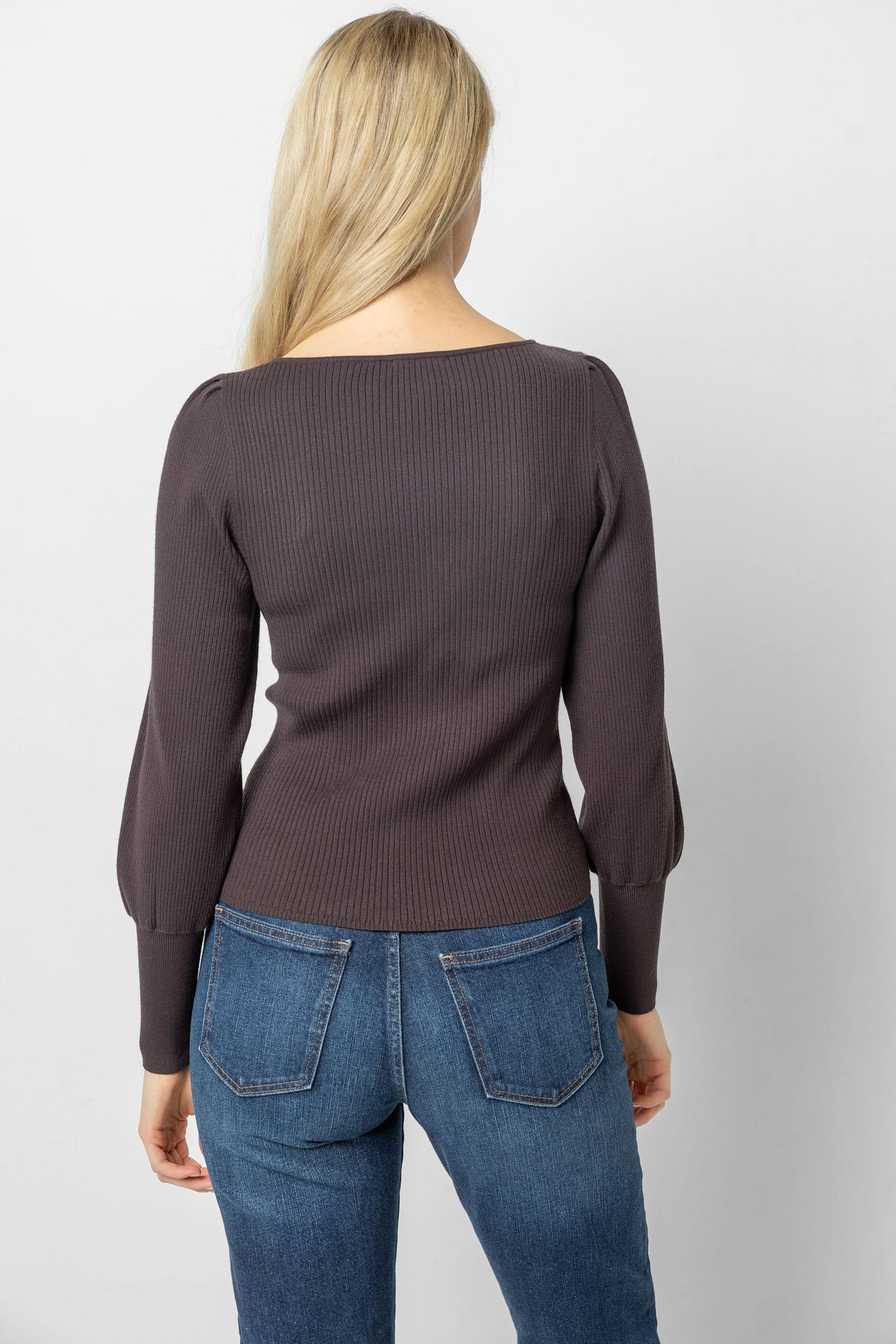 Full Sleeve Square Neck Sweater Womens Sweater Espresso A3