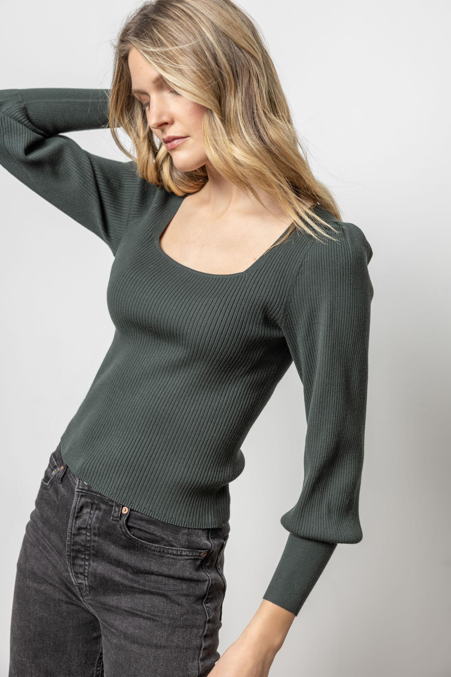 Full Sleeve Square Neck Sweater Womens Sweater Loden A1