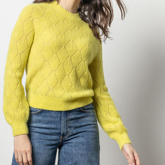 Easy Pointelle Crewneck Sweater Womens Sweater Lemongrass A1