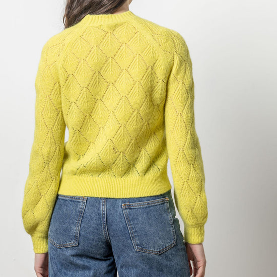 Easy Pointelle Crewneck Sweater Womens Sweater Lemongrass A2