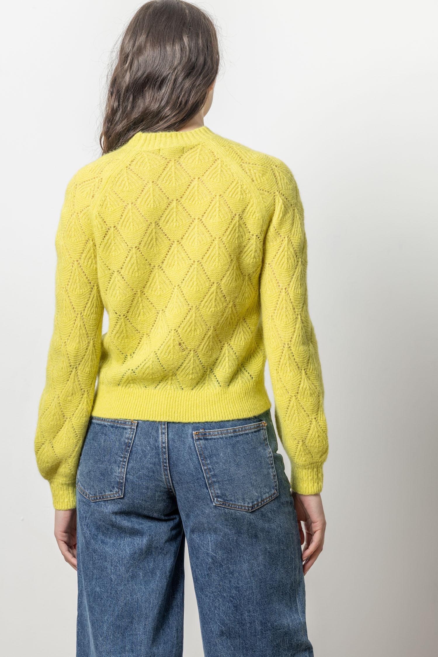 Easy Pointelle Crewneck Sweater Womens Sweater Lemongrass A2