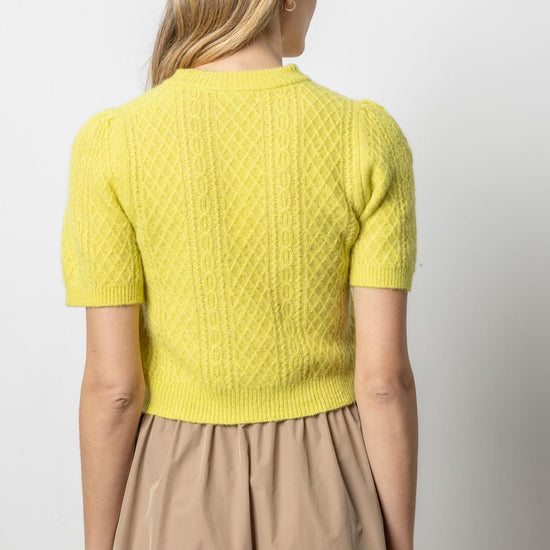 Cropped Cable Sweater Womens Sweater Lemongrass A2