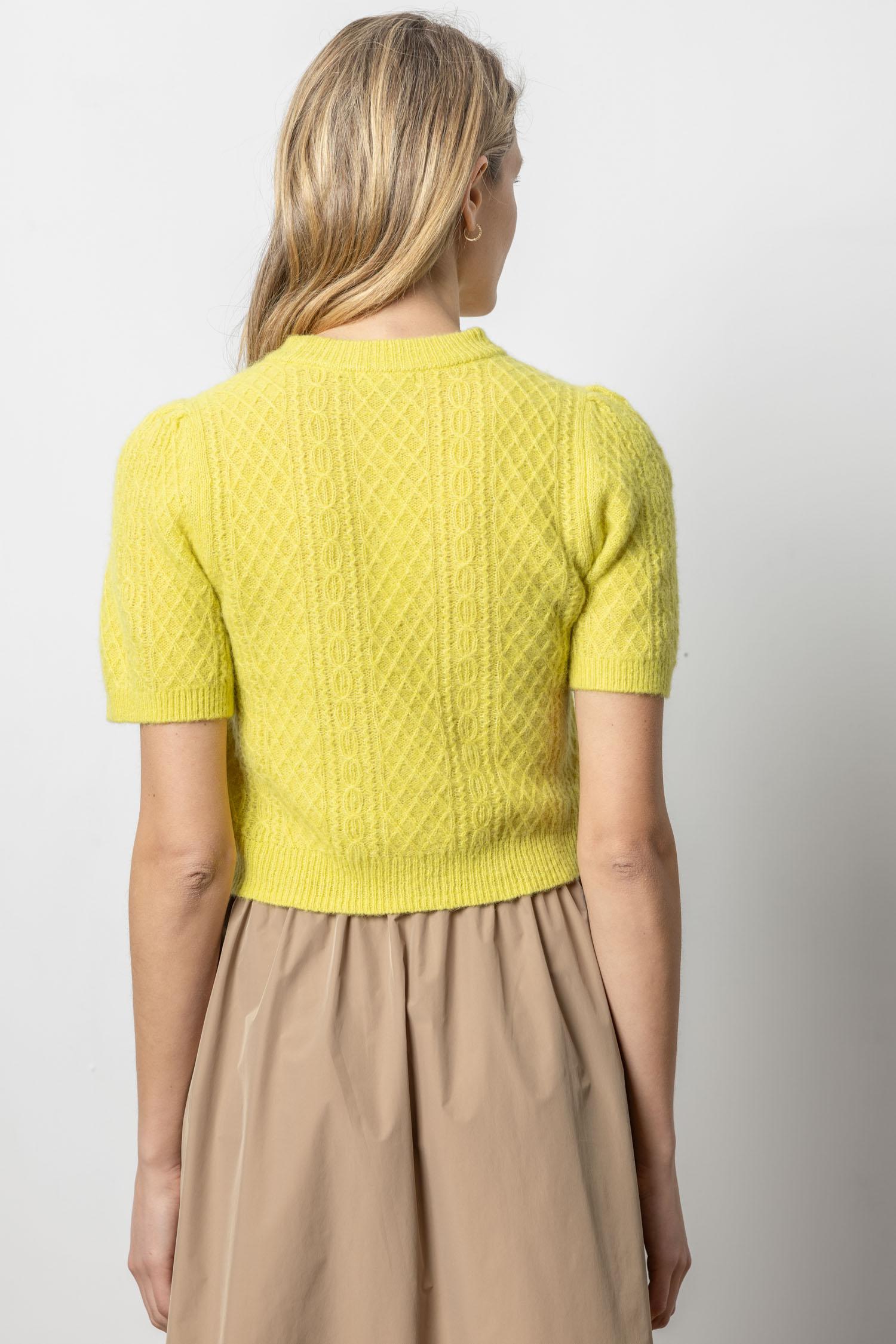 Cropped Cable Sweater Womens Sweater Lemongrass A2