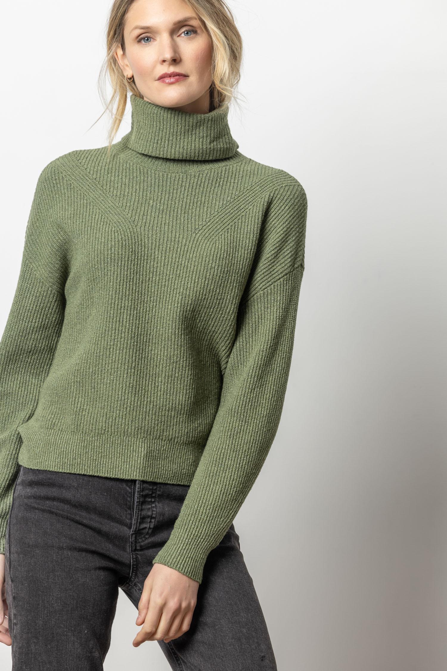 Relaxed Rib Turtleneck Sweater Womens Sweater Wintergreen A1