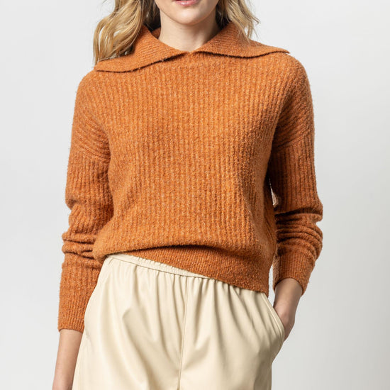 Easy Split Collar Sweater Womens Sweater Nutmeg A1