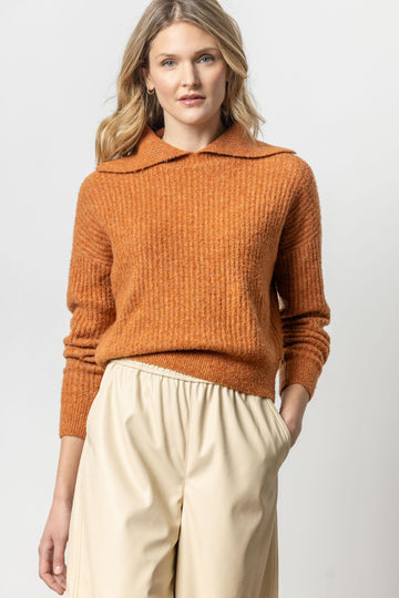 Easy Split Collar Sweater Womens Sweater Nutmeg A1