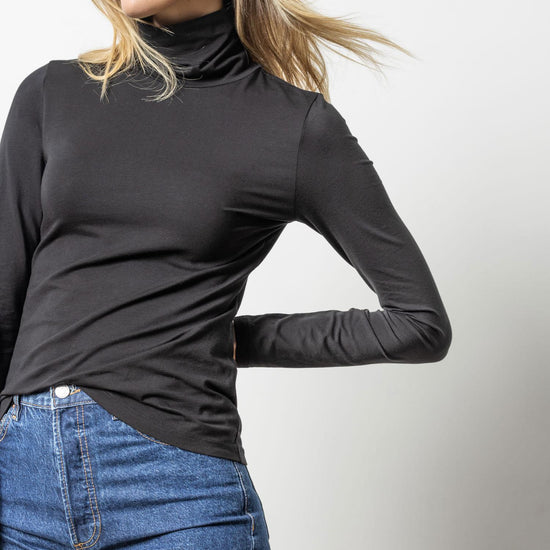 Turtleneck Womens Top Black A1