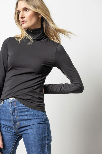 Turtleneck Womens Top Black A1