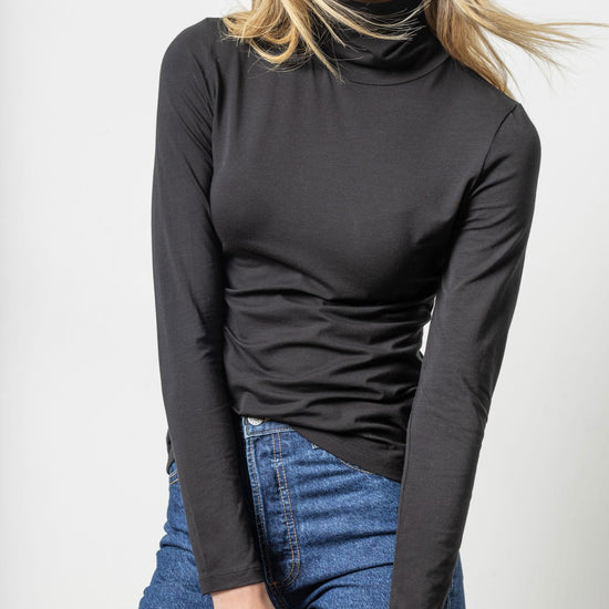 Turtleneck Womens Top Black A2