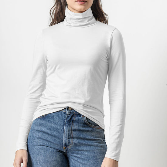 Turtleneck Womens Top White A1