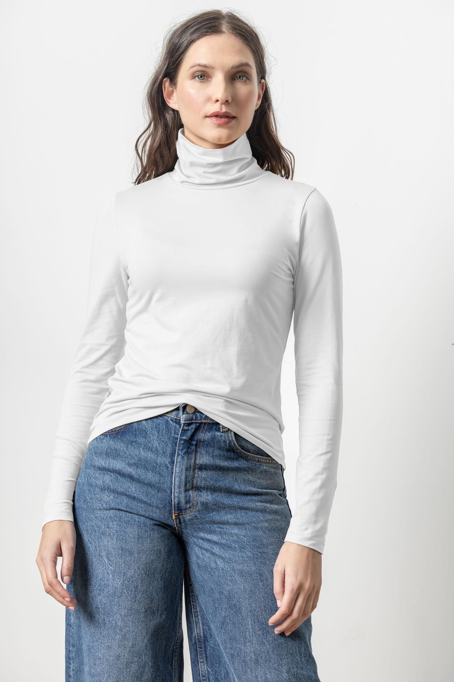 Turtleneck Womens Top White A1