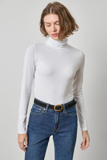 Turtleneck Womens Top White A1