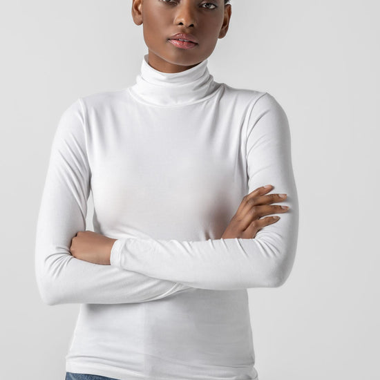 Turtleneck Womens Top White A2