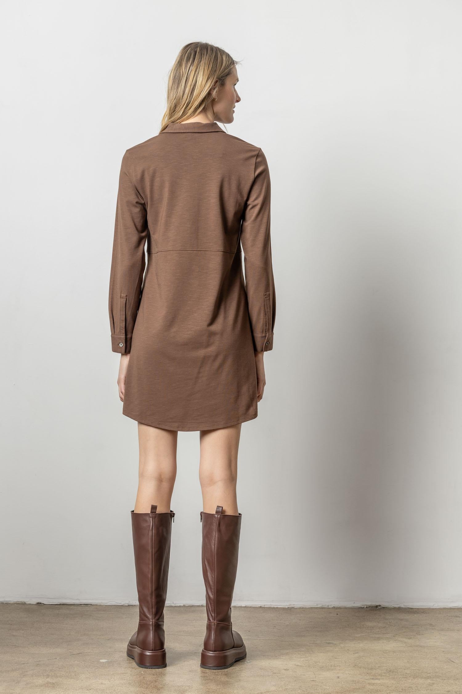 Long Sleeve Seamed Shirt Dress Long Sleeve Seamed Shirt Dress