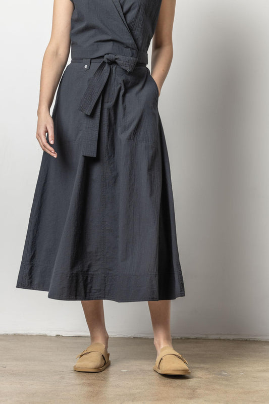 Long Belted Skirt Womens Skirt Black A3