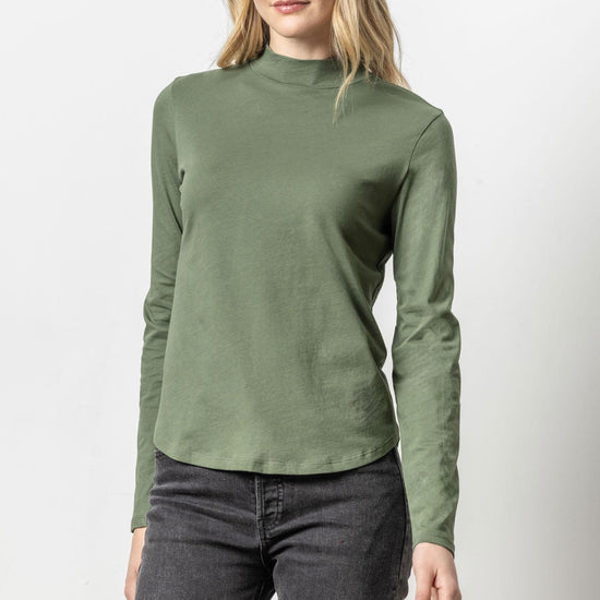 Long Sleeve Mock Neck Tee Womens Top Elm A1