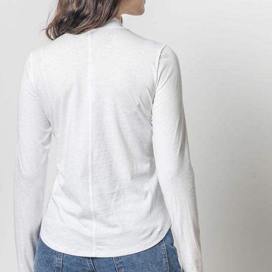 Long Sleeve Mock Neck Tee Womens Top White A2