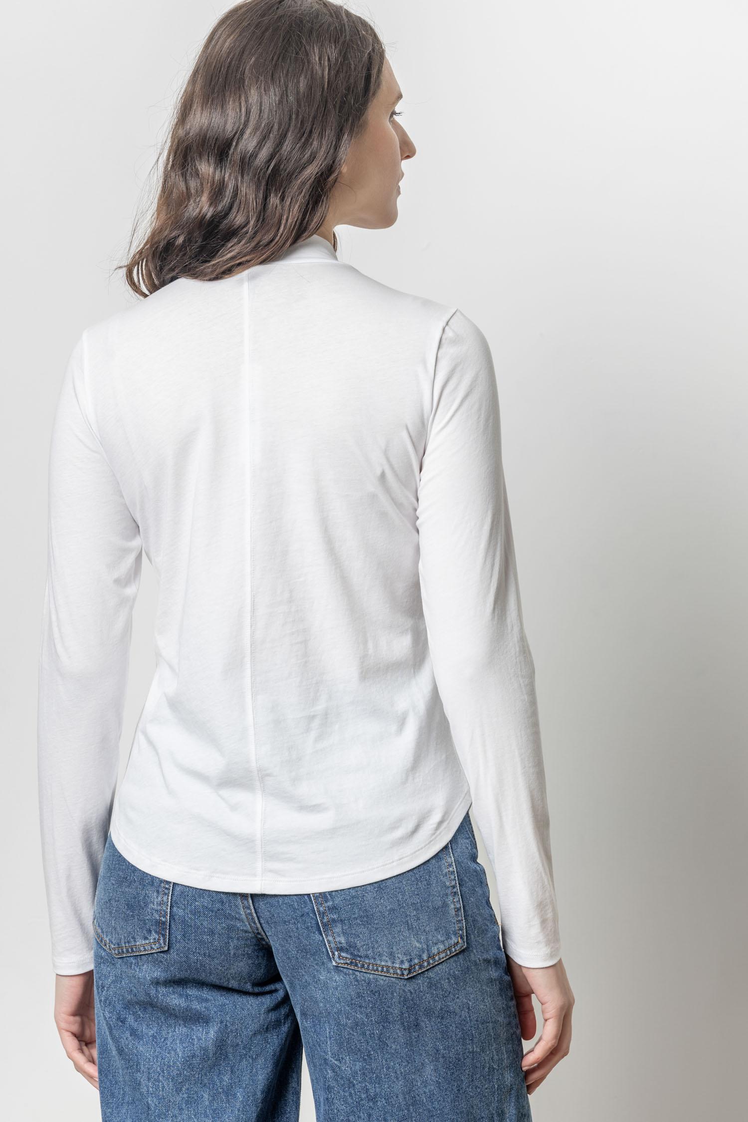 Long Sleeve Mock Neck Tee Womens Top White A2