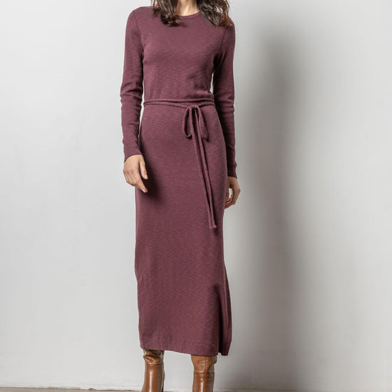 Belted Maxi Column Dress Womens Dress Wine A1