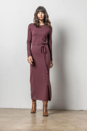 Belted Maxi Column Dress Womens Dress Wine A1