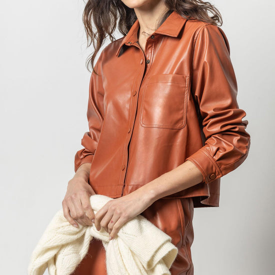 Oversized Shacket Womens Top Cognac A1