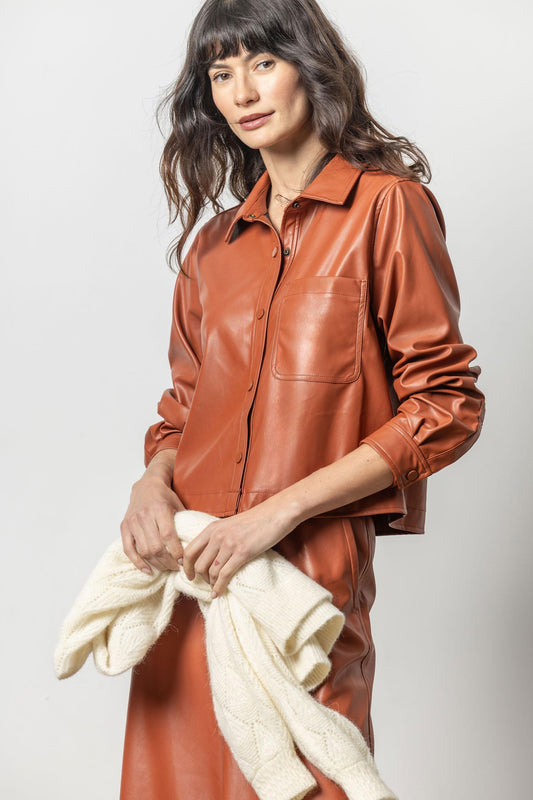 Oversized Shacket Womens Top Cognac A1