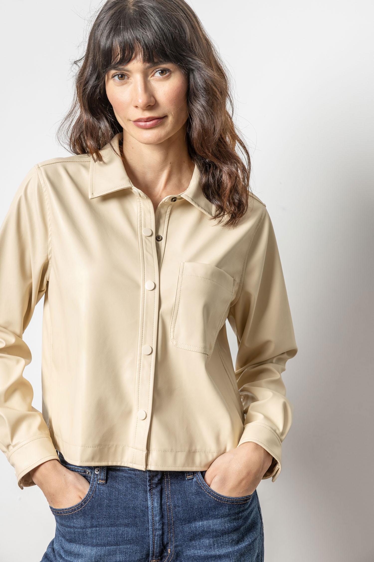 Oversized Shacket Womens Top Putty A2