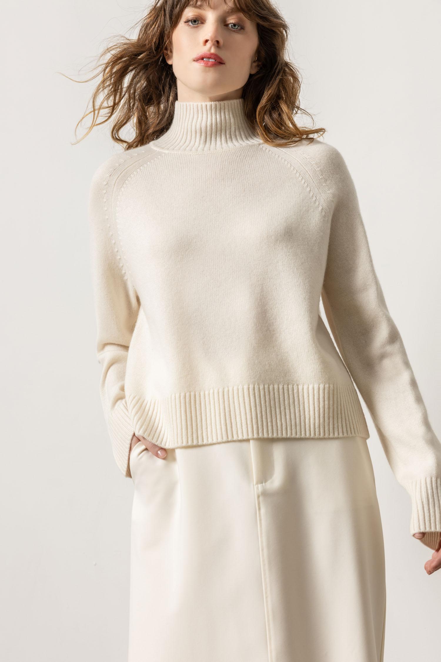 Full Sleeve Turtleneck Sweater Womens Sweater Ivory A1