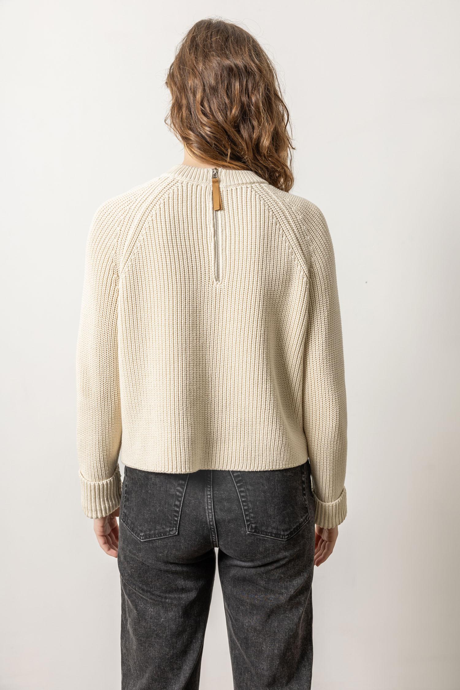 Zip Back Raglan Sweater Womens Sweater Stone A2