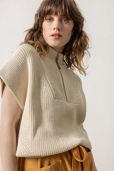 ニット/セーター little suzie/Hoodie Knit Poncho Women Quarter Zip Poncho Sweater Turtleneck Cape Knit