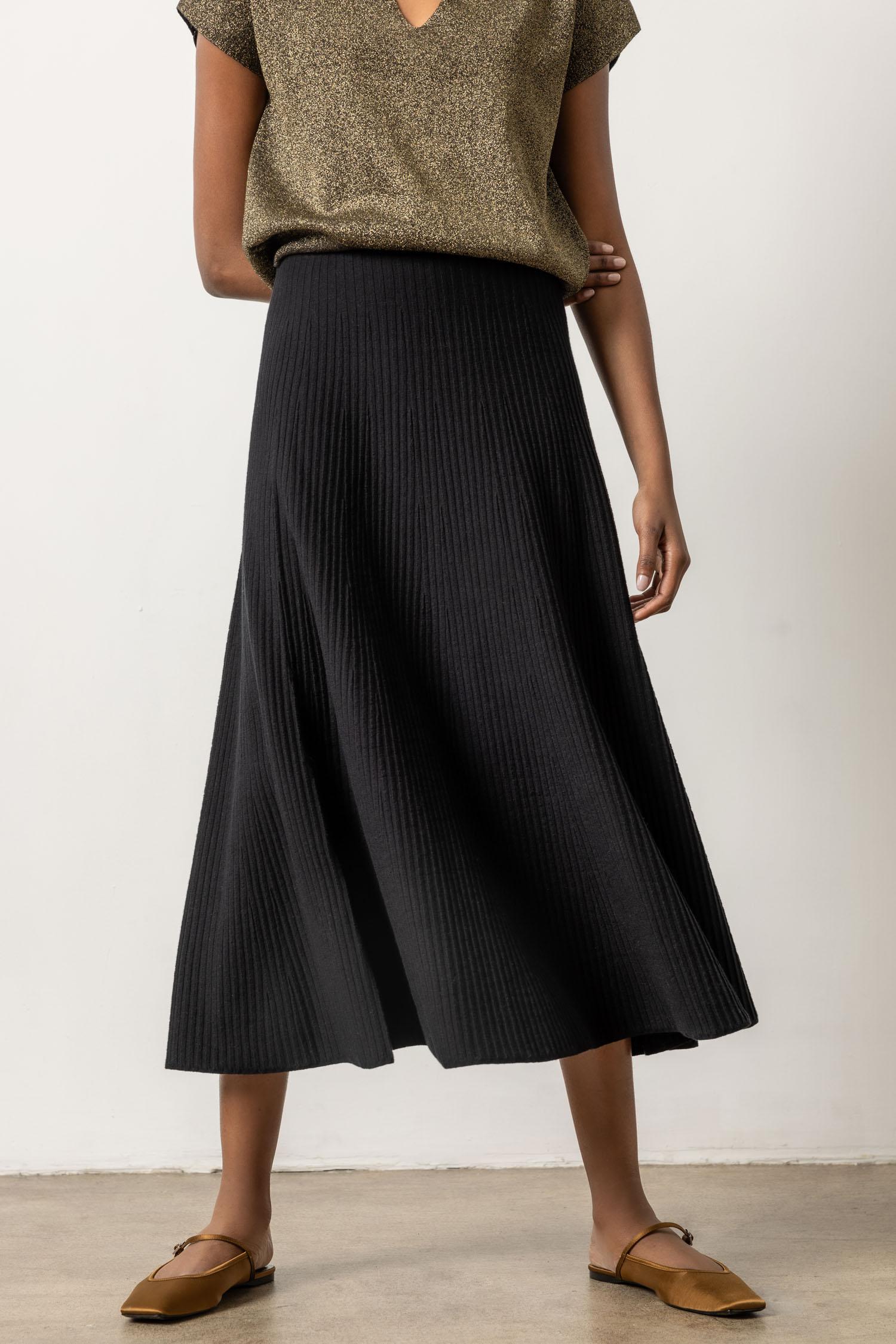 Flared Sweater Skirt Womens Skirt Black A1