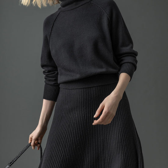 Flared Sweater Skirt Womens Skirt Black C1