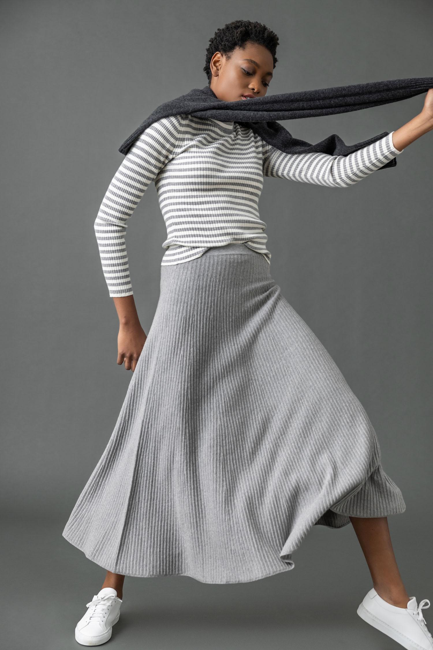 Flared Sweater Skirt Womens Skirt Heather Grey C2