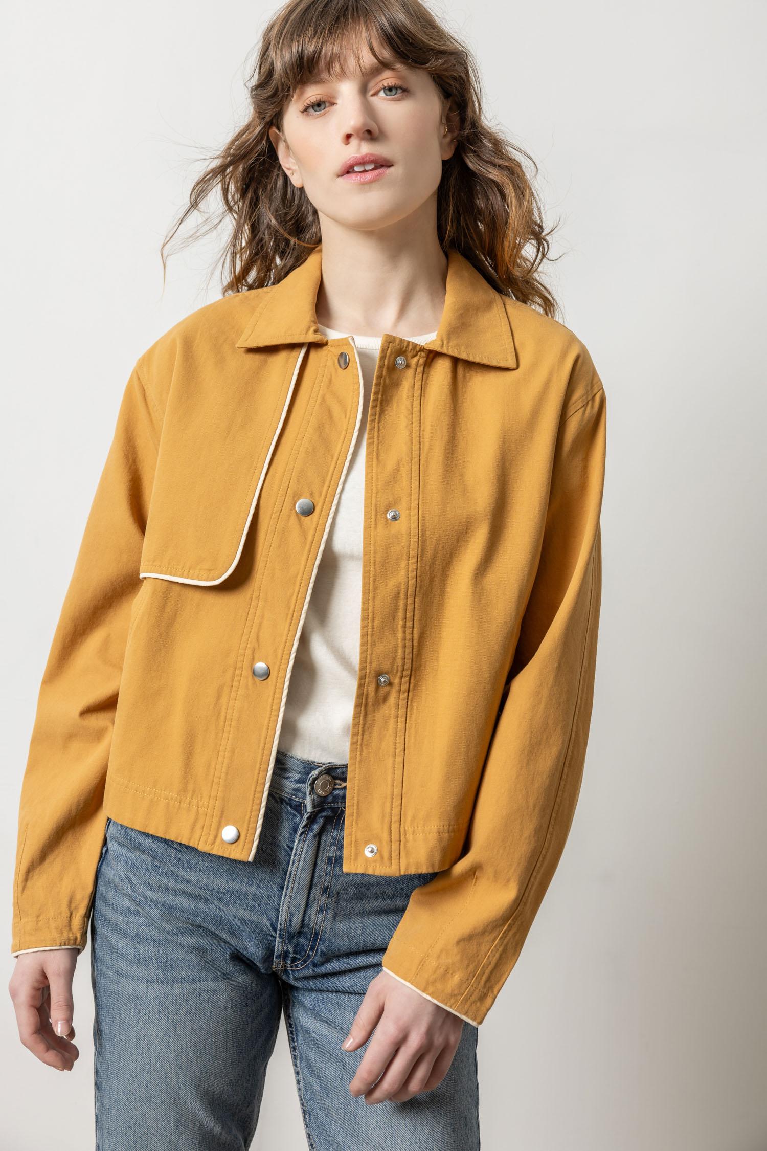 Contrast Trim Jacket Womens Jacket Turmeric A1