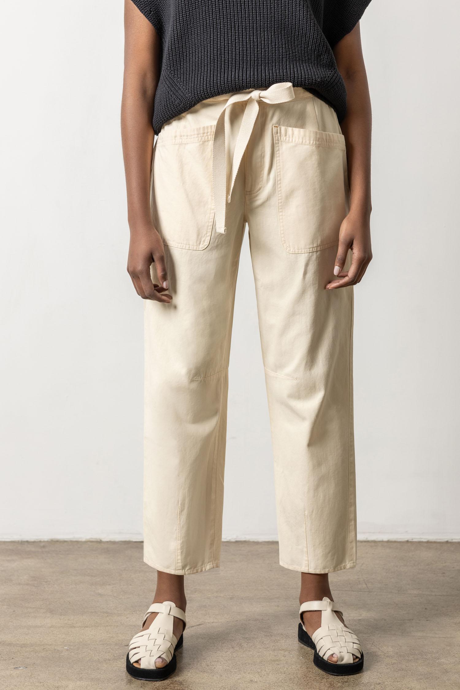 Tie Waist Barrel Pant Womens Pant Alabaster A1