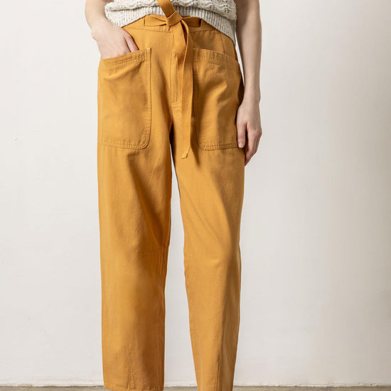 Tie Waist Barrel Pant Womens Pant Turmeric A1