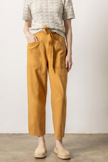 Tie Waist Barrel Pant Womens Pant Turmeric A1