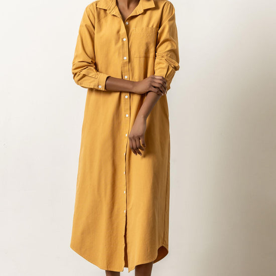 Maxi Shirt Dress Womens Dress Turmeric A1