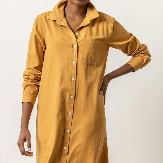 Maxi Shirt Dress Womens Dress Turmeric A2