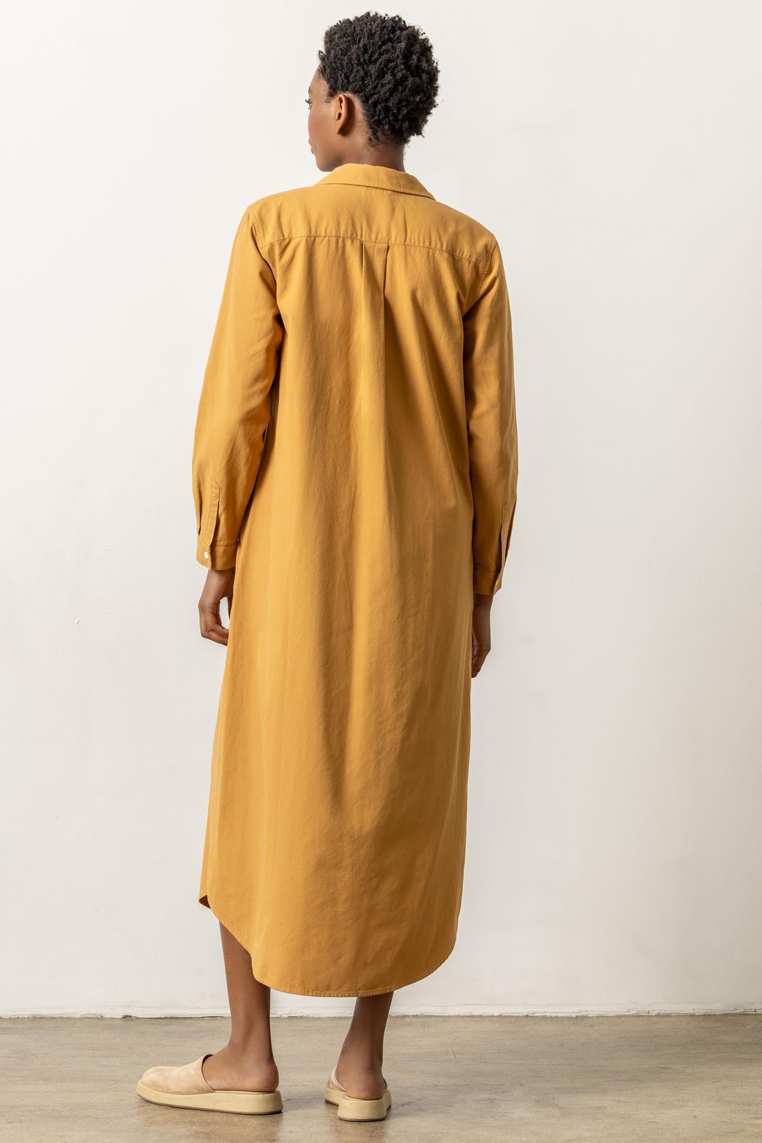 Maxi Shirt Dress Womens Dress Turmeric A3