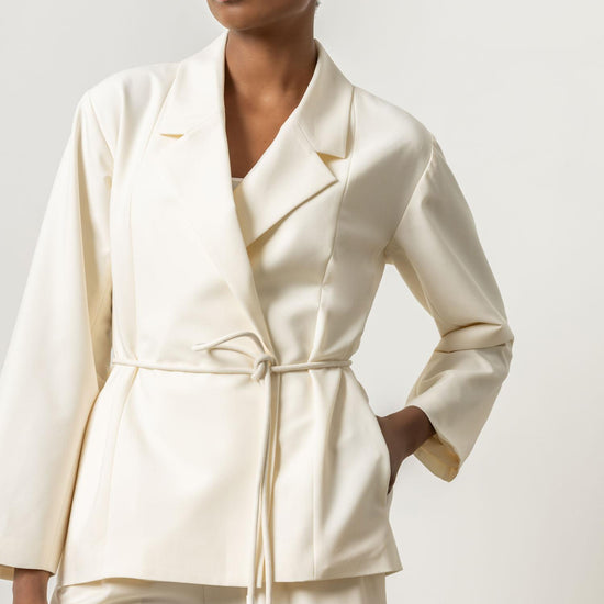 Notch Collar Blazer Womens Jacket Winter White A1