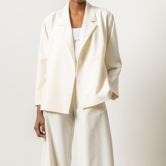 Notch Collar Blazer Womens Jacket Winter White A2