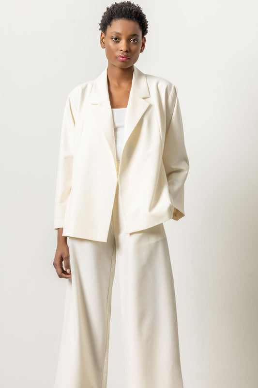 Notch Collar Blazer Womens Jacket Winter White A2