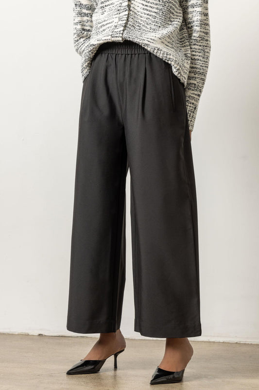 Wide Leg Pull On Pant Womens Pant Black A1