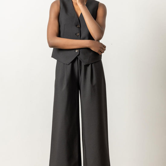 Wide Leg Pull On Pant Womens Pant Black A4