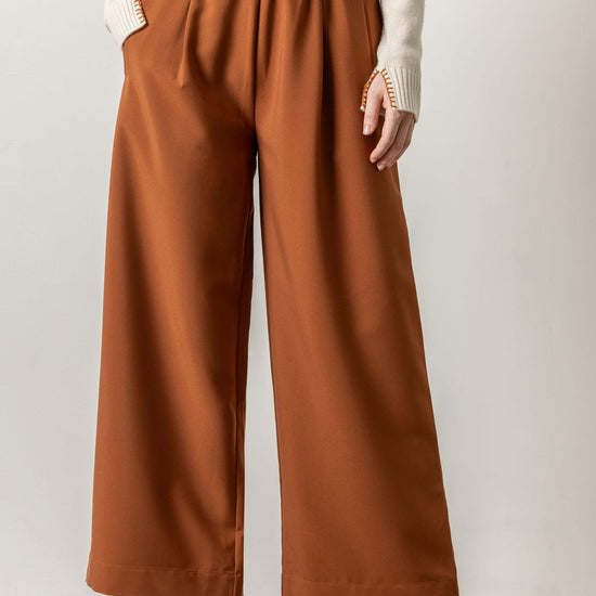 Wide Leg Pull On Pant Womens Pant Cinnamon A1