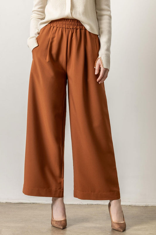 Wide Leg Pull On Pant Womens Pant Cinnamon A1